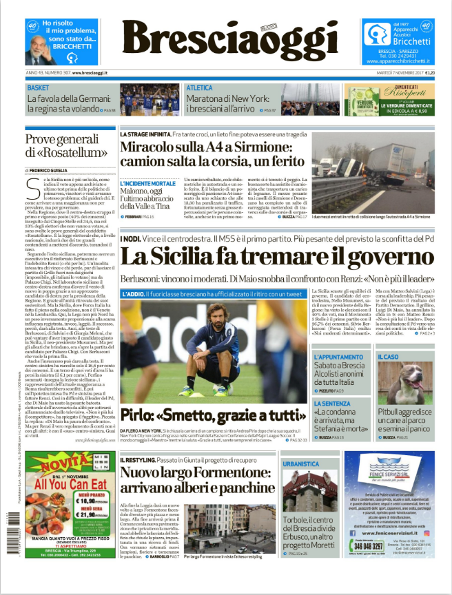 Rassegna stampa quotidiani locali 7 novembre 2017