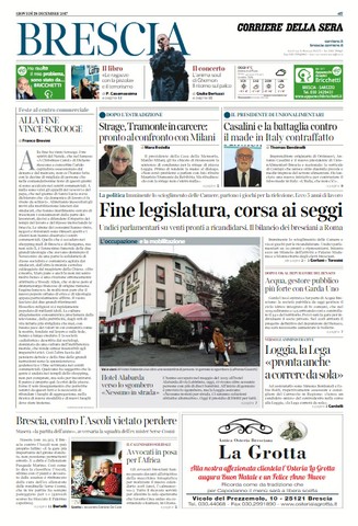 Rassegna stampa quotidiani locali 28 dicembre 2017