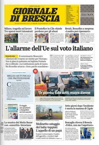 Rassegna stampa quotidiani 17 gennaio 2018