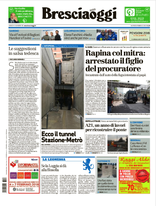 Rassegna stampa quotidiani locali del 6 febbraio 2018