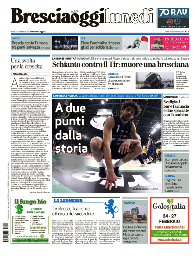 Rassegna stampa quotidiani locali 19 febbraio 2018
