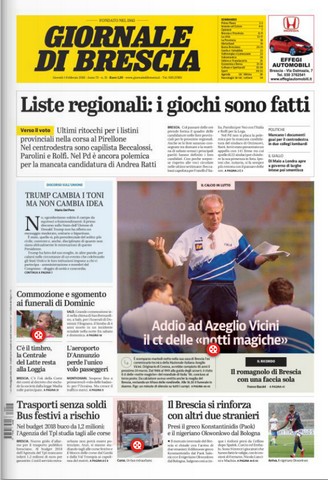 Rassegna stampa locale dell’1 febbraio 2018