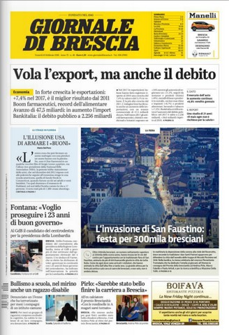 Rassegna stampa quotidiani locali 16 febbraio 2018