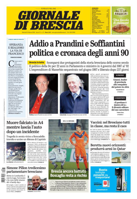 Rassegna stampa quotidiani locali 13 marzo 2018