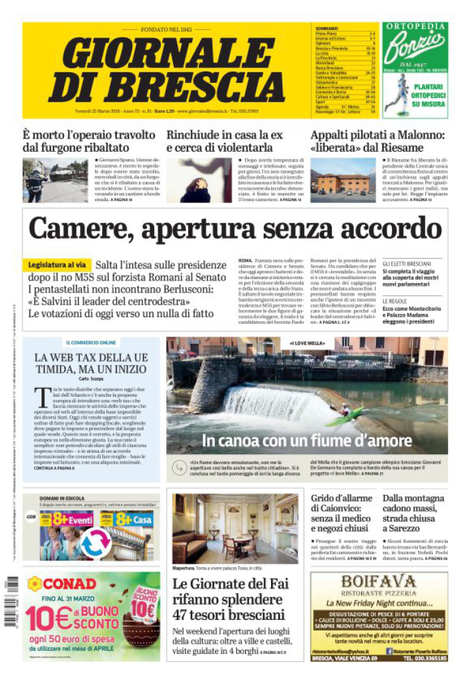 Rassegna stampa quotidiani locali 23 marzo 2018