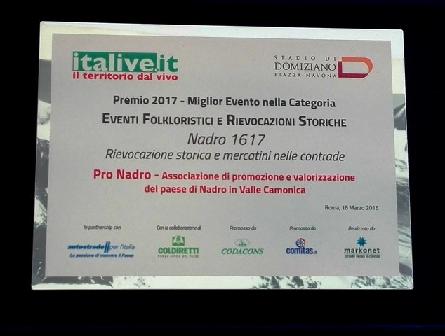 Premio Italive 2017 alla rievocazione “Nadro 1617”