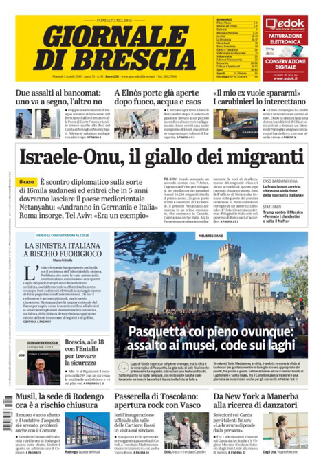 Rassegna stampa quotidiani locali 3 aprile 2018
