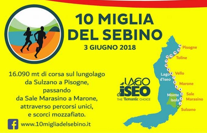 Il 3 giugno la 10 miglia del Sebino, da Sulzano a Pisogne