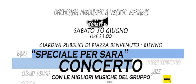 ‘Concerto speciale per Sara’, sabato a Bienno musica e solidarietà