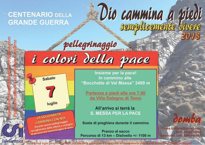 “I colori della pace”, pellegrinaggio con don Battista Dassa nell’anno del centenario dalla fine della Grande Guerra