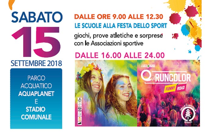 Darfo, sabato la Festa dello Sport con i ragazzi degli Istituti Comprensivi cittadini e la “Qui Run Color”