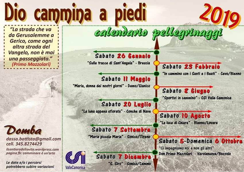 Camminare è un’arte: al via sabato il ciclo di pellegrinaggi 2019 con don Battista Dassa